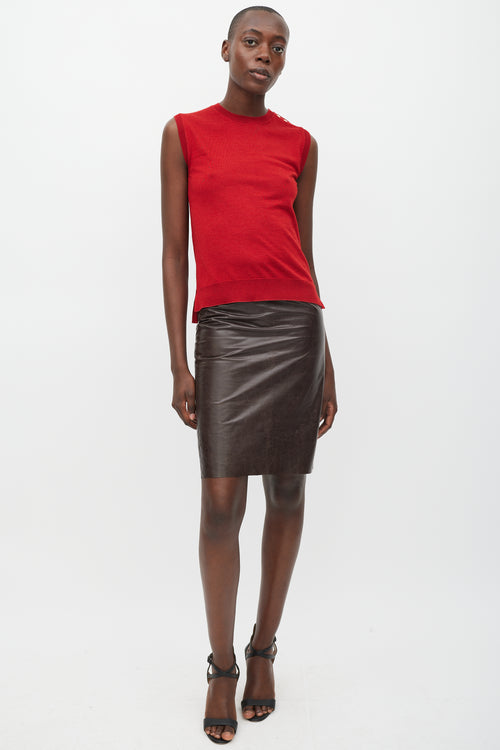 Louis Vuitton Red Wool Cashmere 
Silk Sleeveless Top