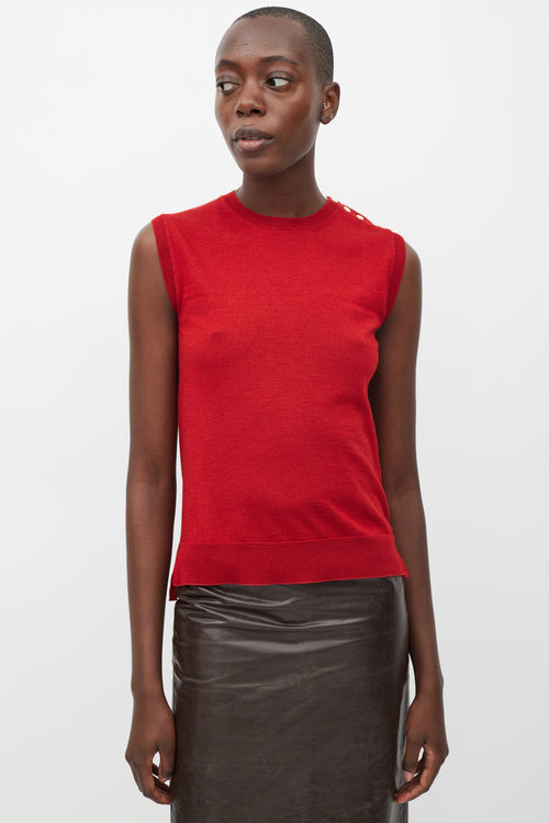 Louis Vuitton Red Wool Cashmere 
Silk Sleeveless Top