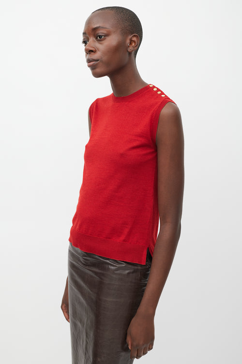 Louis Vuitton Red Wool Cashmere 
Silk Sleeveless Top