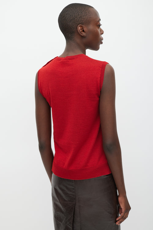 Louis Vuitton Red Wool Cashmere 
Silk Sleeveless Top