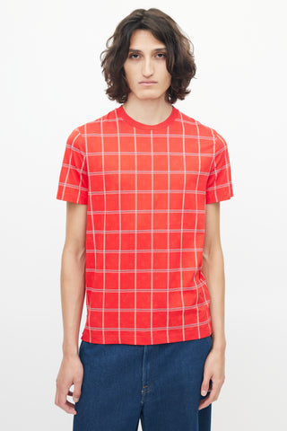 Louis Vuitton Red 
White Monogram Plaid T-Shirt