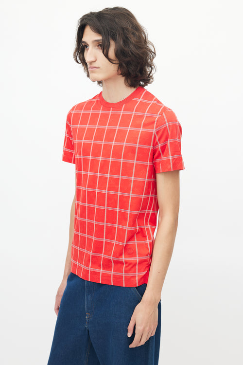 Louis Vuitton Red 
White Monogram Plaid T-Shirt