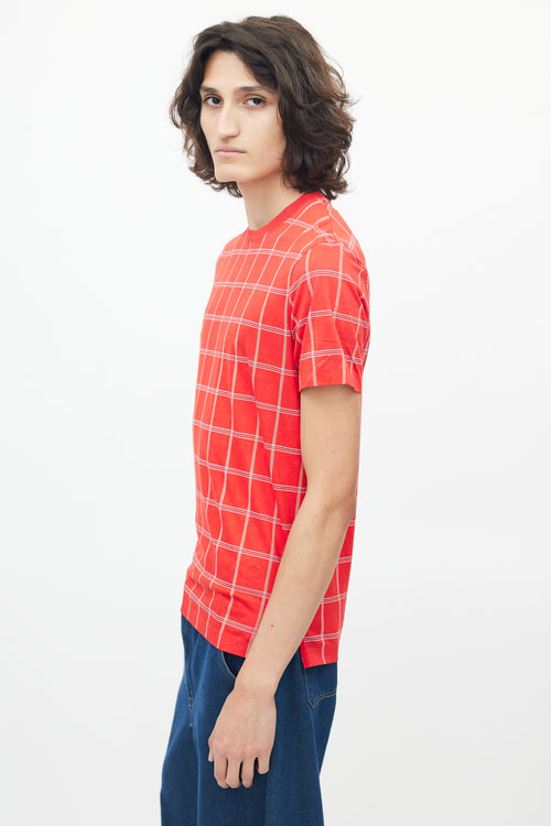 Louis Vuitton Red 
White Monogram Plaid T-Shirt