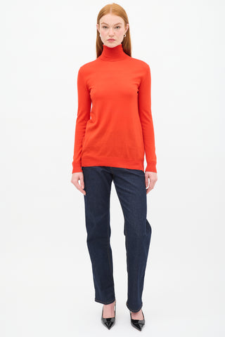 Louis Vuitton Red Wool 
Silk Turtleneck Top