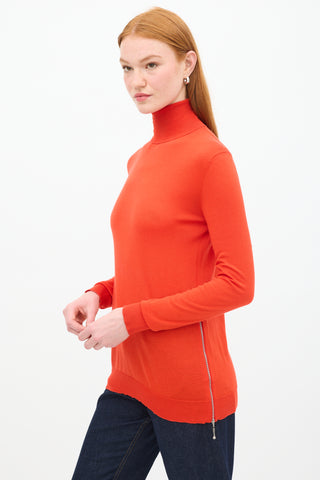 Louis Vuitton Red Wool 
Silk Turtleneck Top