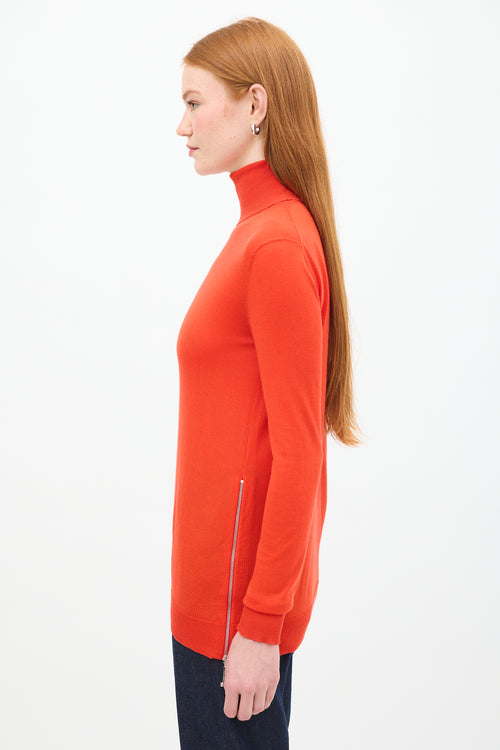 Louis Vuitton Red Wool 
Silk Turtleneck Top