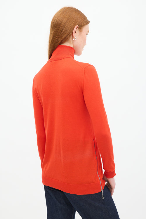 Louis Vuitton Red Wool 
Silk Turtleneck Top