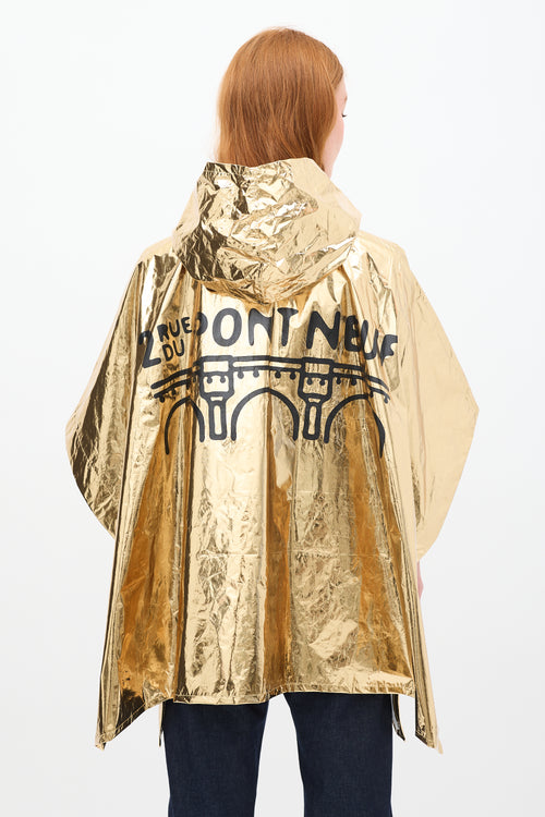 Louis Vuitton SS24 Gold Lamé Hooded Souvenir Poncho