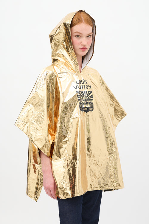 Louis Vuitton SS24 Gold Lamé Hooded Souvenir Poncho