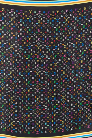 Louis Vuitton Spring 2003 Black 
Multicolour Murakami Monogram Scarf