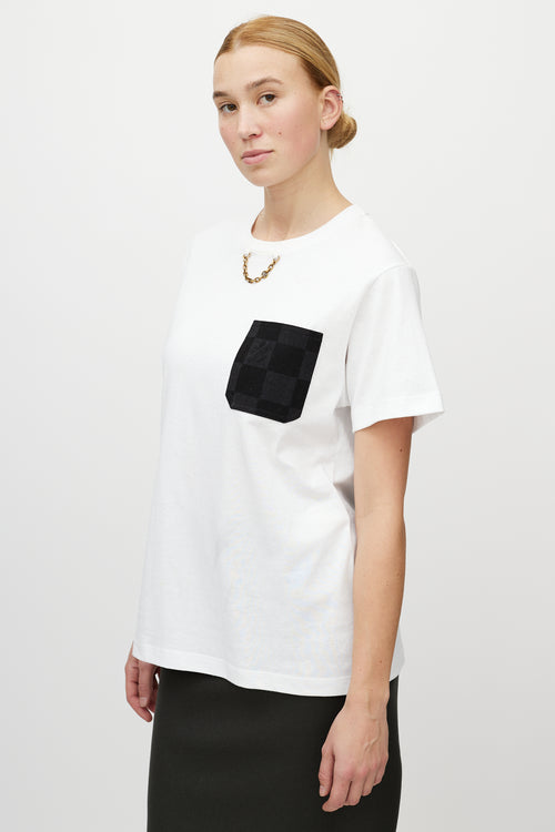 Louis Vuitton White 
Black Monogram Chain T-Shirt