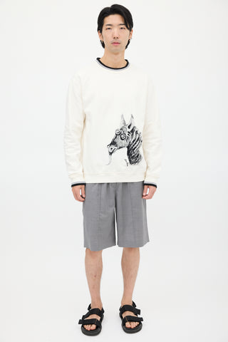 Louis Vuitton White 
Black Graphic Crewneck