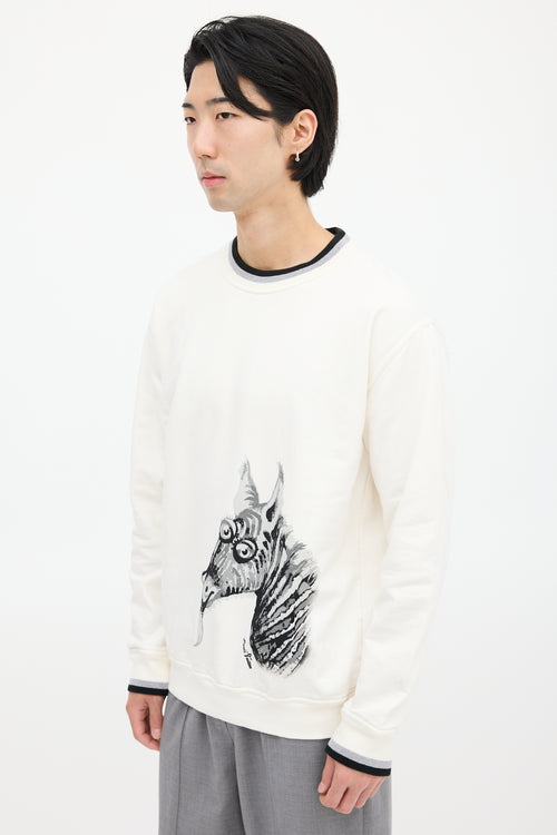 Louis Vuitton White 
Black Graphic Crewneck