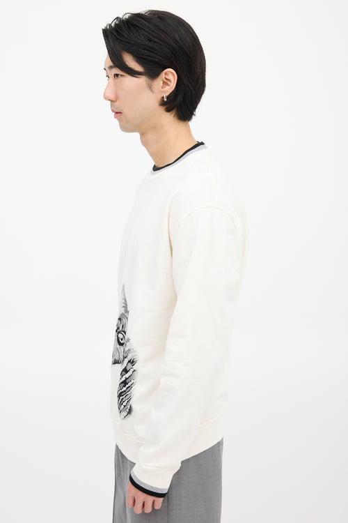 Louis Vuitton White 
Black Graphic Crewneck