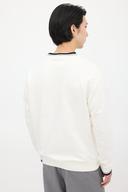 Louis Vuitton White 
Black Graphic Crewneck