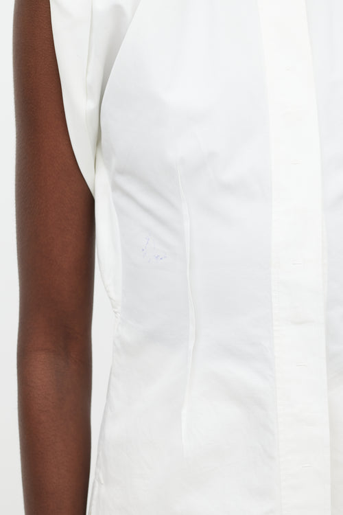 Louis Vuitton White Cotton Sleeveless Button Up Top