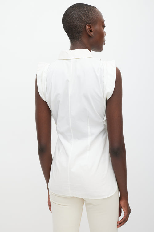 Louis Vuitton White Cotton Sleeveless Button Up Top