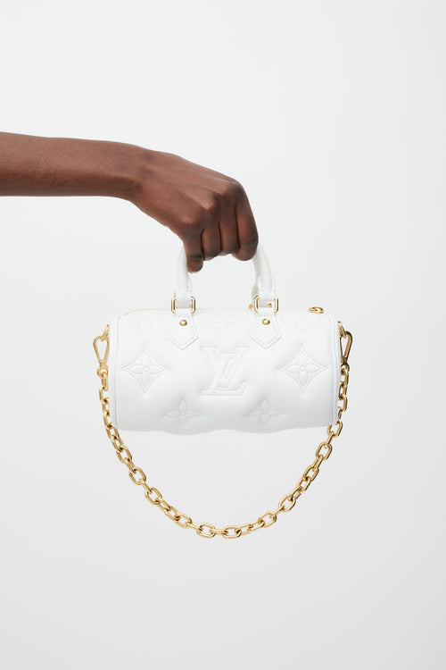 Louis Vuitton White Leather Monogram Papillon Bag