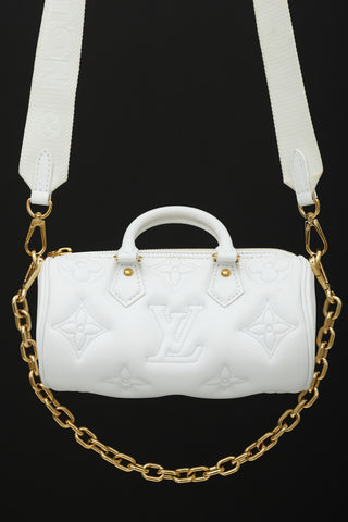 Louis Vuitton White Leather Monogram Papillon Bag