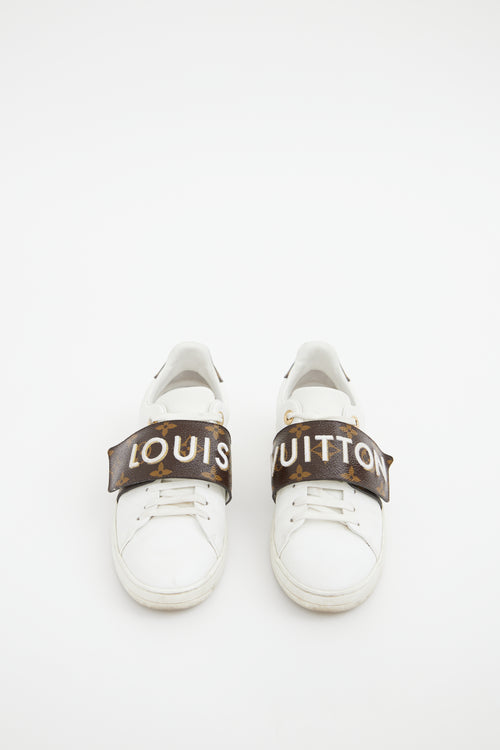 Louis Vuitton White  
Brown Frontrow Logo Sneakers