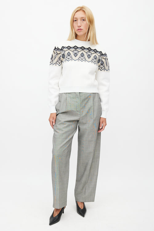 Louis Vuitton White 
Multi Knit Cropped Sweater