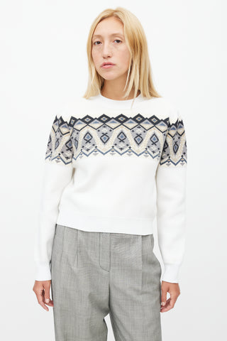 Louis Vuitton White 
Multi Knit Cropped Sweater