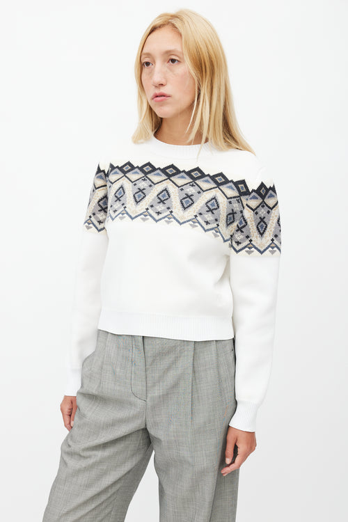 Louis Vuitton White 
Multi Knit Cropped Sweater