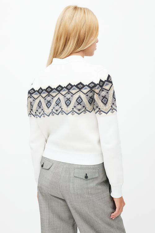 Louis Vuitton White 
Multi Knit Cropped Sweater