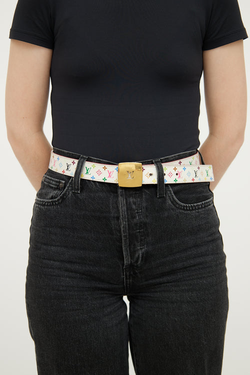 Louis Vuitton White Reversible Murakami Belt