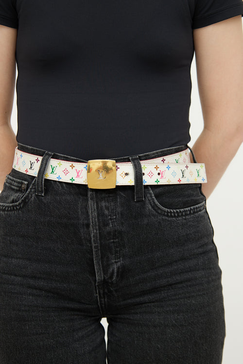 Louis Vuitton White Reversible Murakami Belt