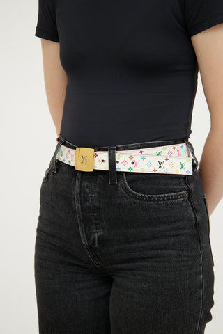 Louis Vuitton White Reversible Murakami Belt