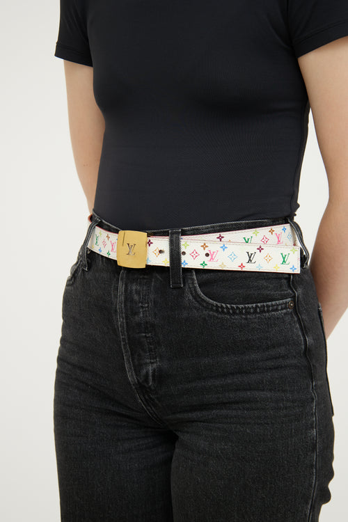 Louis Vuitton White Reversible Murakami Belt