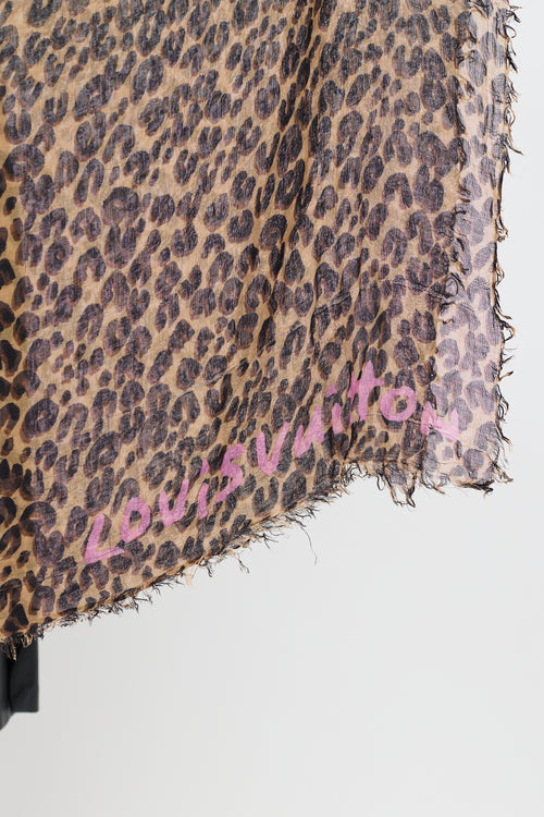 Louis Vuitton X Stephen Sprouse Brown 
Pink Scarf