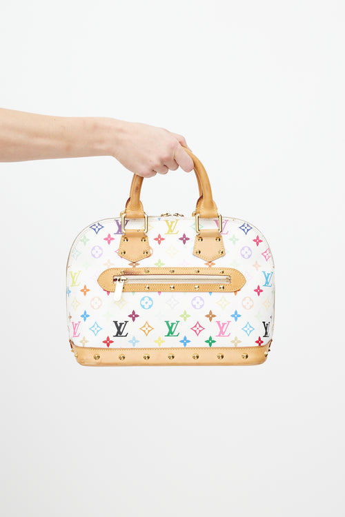 Louis Vuitton X Takashi Murakami 2003 White 
Multicolor Alma PM Bag