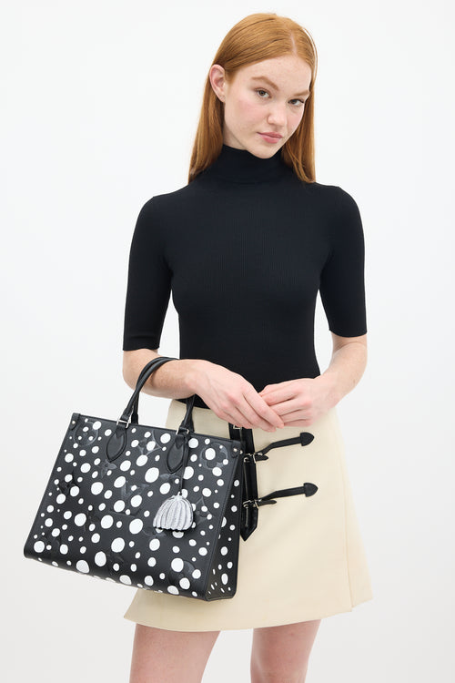 Louis Vuitton X Yayoi Kusama 2023 Black 
White Empreinte Leather OnTheGo MM Bag