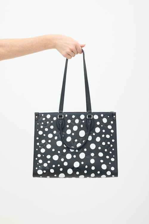 Louis Vuitton X Yayoi Kusama 2023 Black 
White Empreinte Leather OnTheGo MM Bag