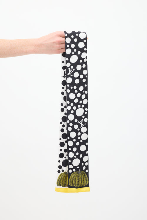 Louis Vuitton X Yayoi Kusama Black 
Multi Silk Infinity Dots Bandeau Scarf