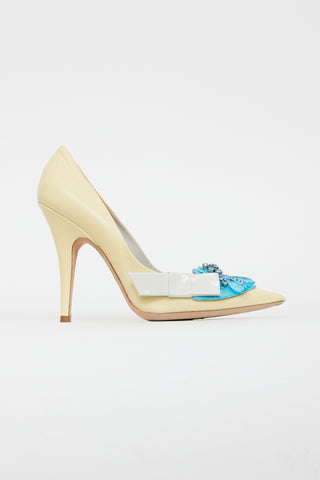 Louis Vuitton Yellow Patent Leather Crystal Embellishment Pump