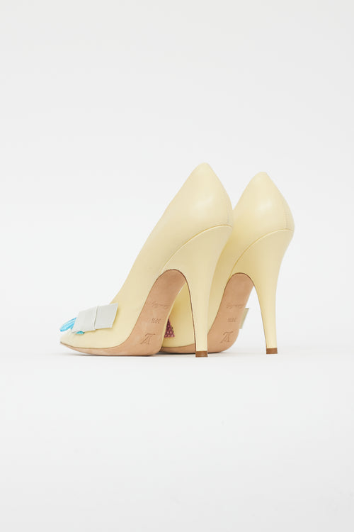 Louis Vuitton Yellow Patent Leather Crystal Embellishment Pump