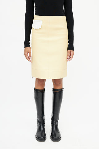 Louis Vuitton Yellow 
White Leather Skirt