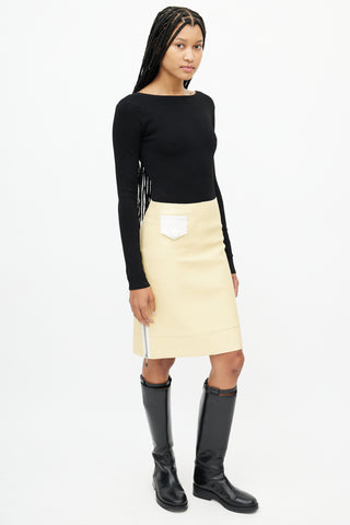 Louis Vuitton Yellow 
White Leather Skirt