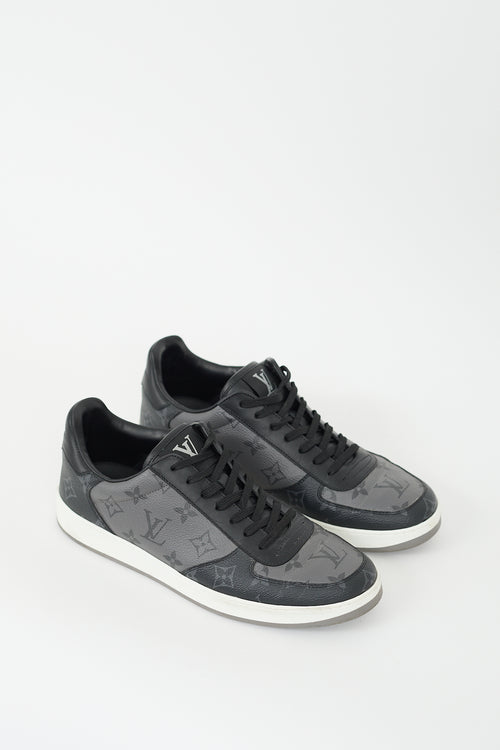 Louis Vuitton Black 
Grey Rivoli Monogram Sneaker