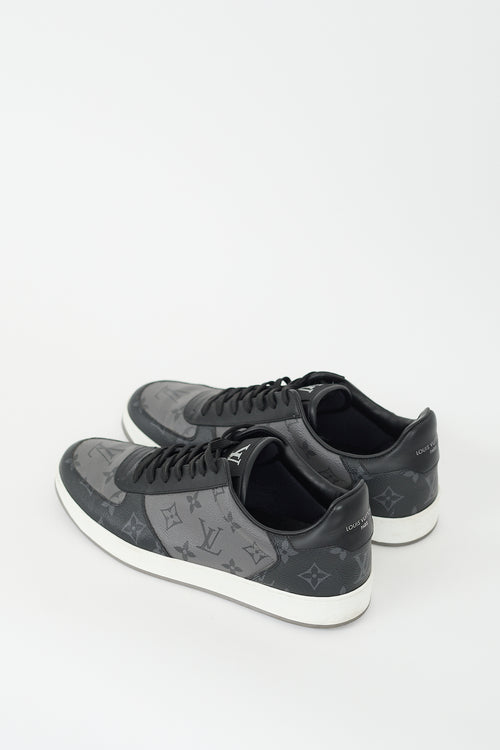 Louis Vuitton Black 
Grey Rivoli Monogram Sneaker