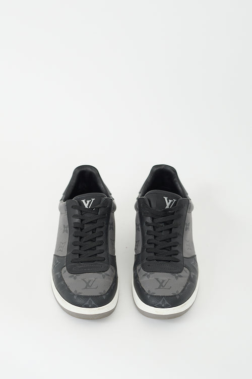 Louis Vuitton Black 
Grey Rivoli Monogram Sneaker