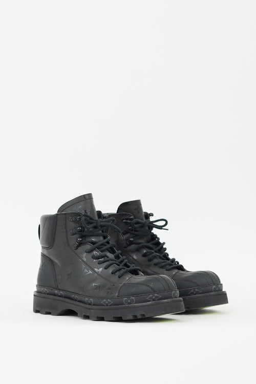 Louis Vuitton Black Leather Monogram Ranger Ankle Boot