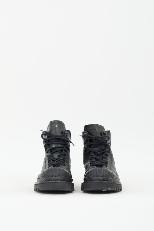 Louis Vuitton Black Leather Monogram Ranger Ankle Boot