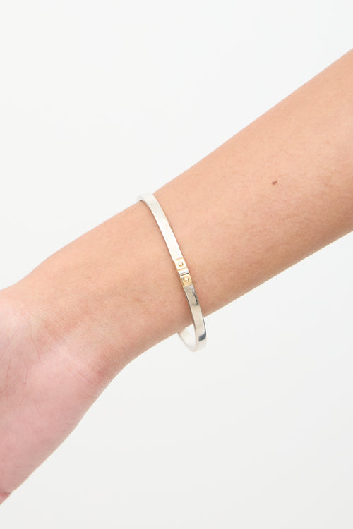 Louis Vuitton 18K White 
Yellow Gold Lockit Bangle Bracelet