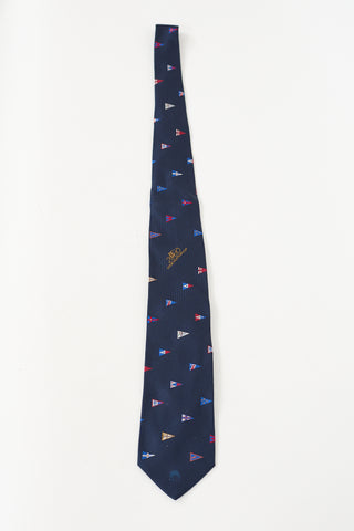 Louis Vuitton 2000 Navy 
Multicolour Silk Cup Flag Tie