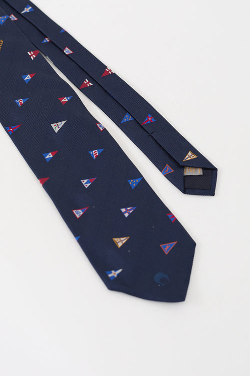 Louis Vuitton 2000 Navy 
Multicolour Silk Cup Flag Tie