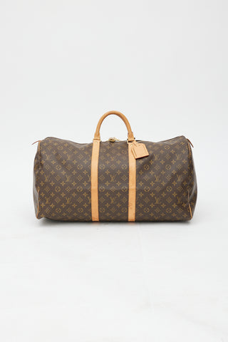 Louis Vuitton 2002 Brown Monogram Keepall Bandoulière 55 Duffle Bag